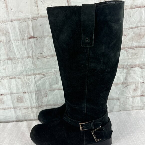 Clarks Women's 8 M Black Suede Plaza Steer Buckle Tall Riding Zip Boots - Picture 8 of 14